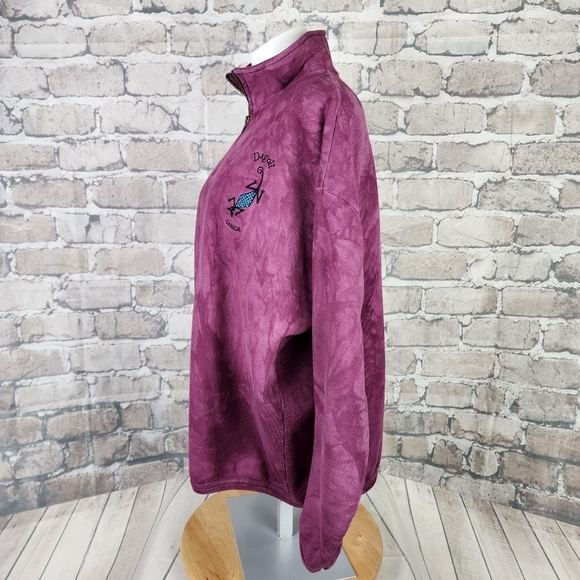 Vintage Dagoli 1/4 Zip Pullover Sweatshirt Indigenous Tie Dye Magenta Medium - Picture 11 of 11